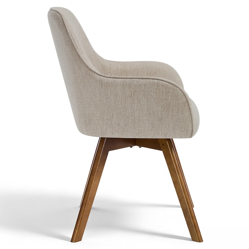 Swivel Upholstered Dining Chair Set of 2 Armchair with Beech Wood Legs - 33.3" H x 23.2" W x 22.4" D