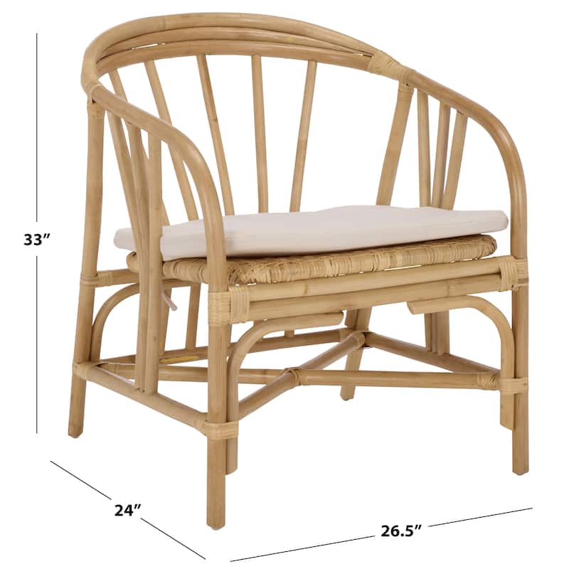 SAFAVIEH Home Billie Rattan Dining Chair - 27"W x 24"D x 33"H