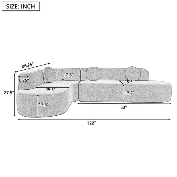 Christopher Knight Home - Mirod 122'' Extra Large Sectional Sofa with Elegant Curved Design and Plush Round Cushions