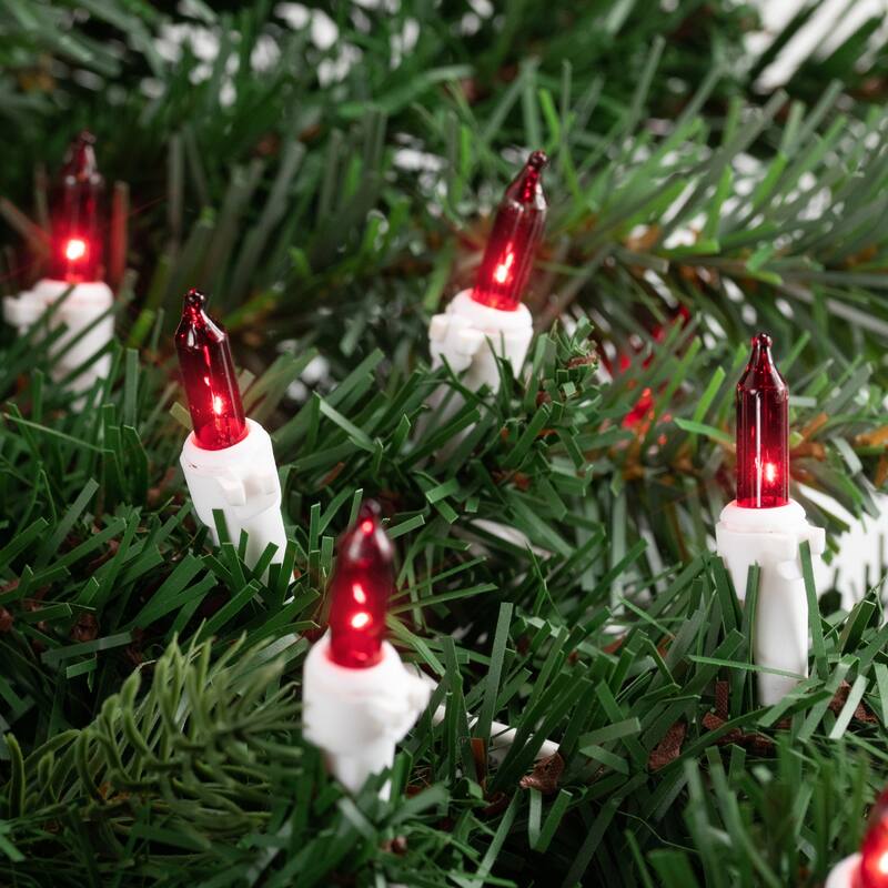 35-Count Red Mini Christmas Light Set 7ft White Wire - 7'