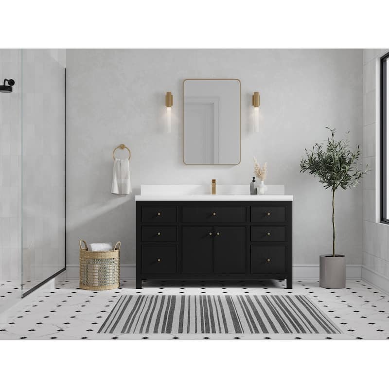 Willow Collections 60 in W x 22 in D Sonoma Free Standing Reeded Single Sink Bathroom Vanity with Countertop