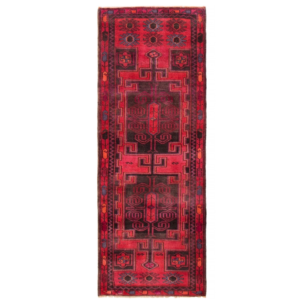 ECARPETGALLERY Hand-knotted Melis Vintage Red Wool Rug - 3'5 x 9'5