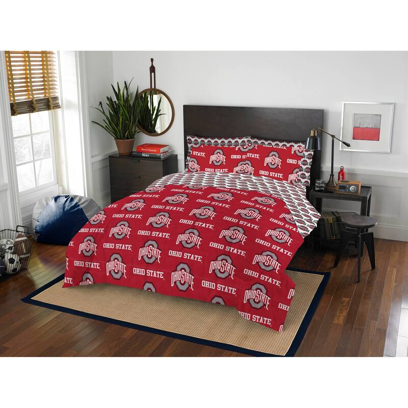 NCAA Rotary 7-piece Queen Bed in a Bag Set - Ohio State Buckeyes - Queen