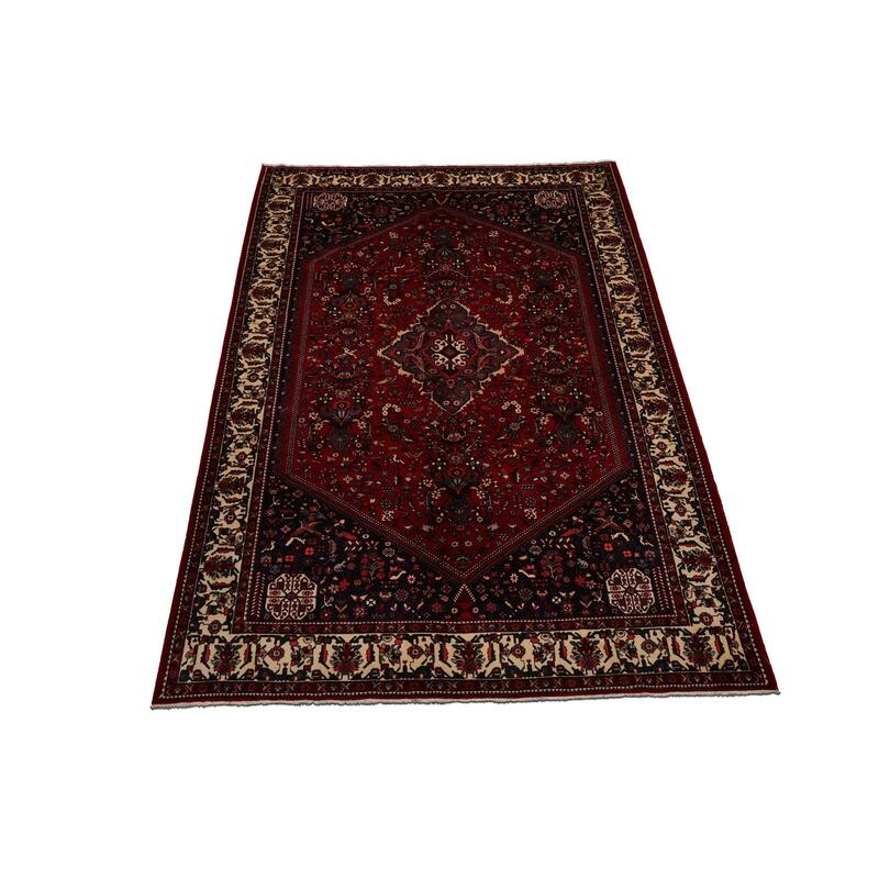6'9''x9'1'' Hand Knotted Wool Red Joshican Abaden Traditional Rug - 6' 9'' x 9' 1''
