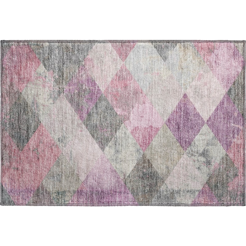 Premium Washable Super Soft Contemporary Diamonds Mayfield Rug