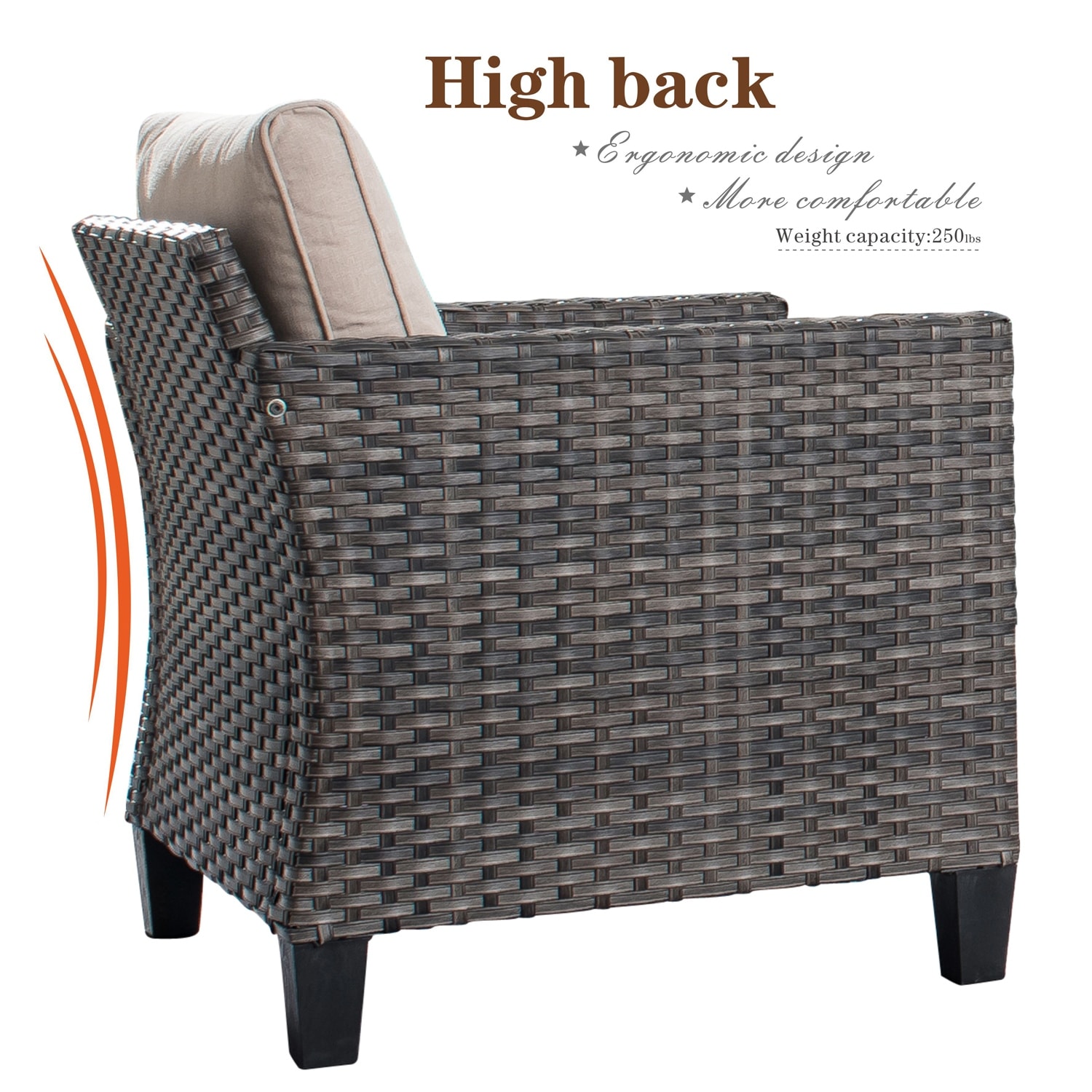 OVIOS 6-piece Patio Wicker Furniture Loveseat Conversation - Picture 6 of 29