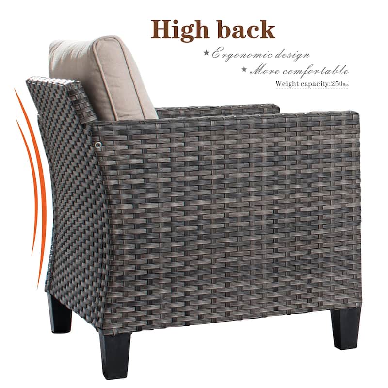 OVIOS 6-piece Patio Wicker Furniture Loveseat Conversation Set
