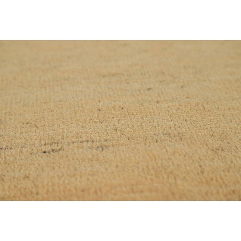 Gold Striped Modern Gabbeh Oriental Rug Handmade Wool Carpet - 4'10"x 6'6"