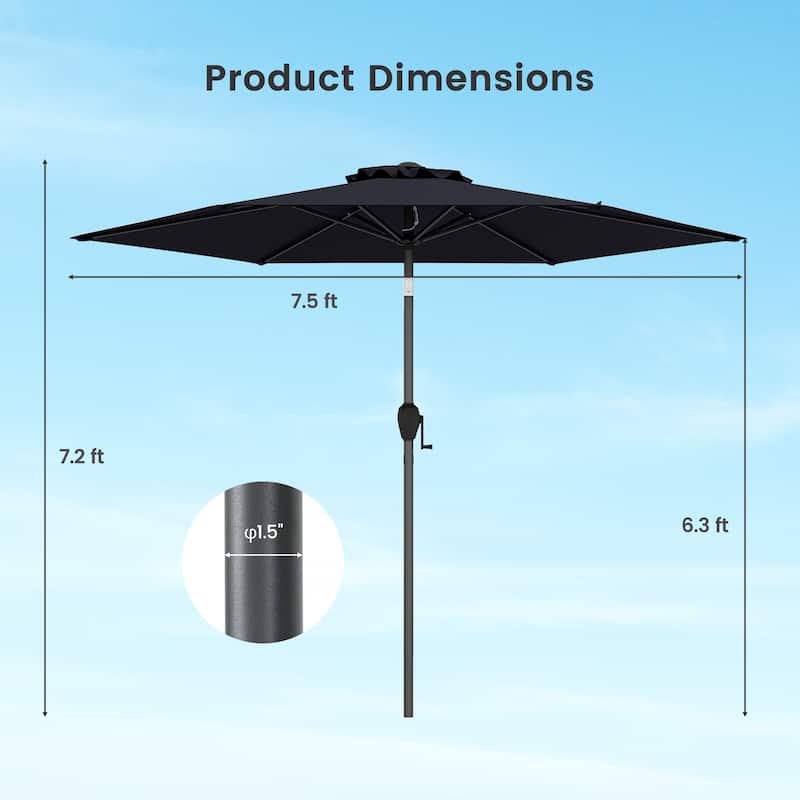 Gymax 7.5 ft Patio Umbrella Outdoor Heavy Duty Market Umbrella w/ Push
