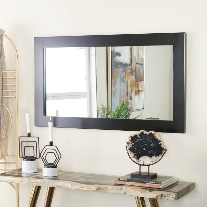 Black Wooden Room Wall Mirror