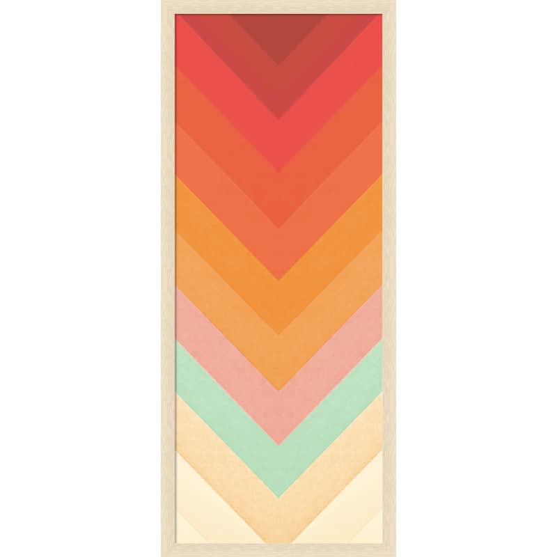 Amanti Art Framed Fabric Pinboard Rainbow Chevrons by Florent Bodart Printed Bulletin Board - Board Size 16 x 40