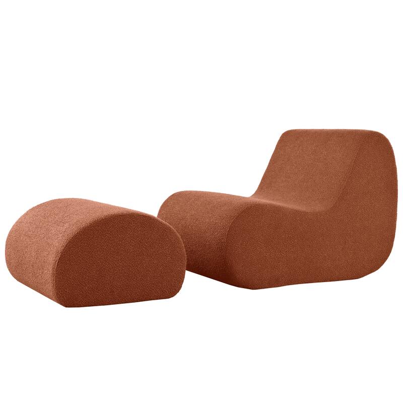 Elegant Accent Chair with Ottoman,Stylish Curved Design and Minimalist Lines for Ultimate Comfort, High-Resilience Foam