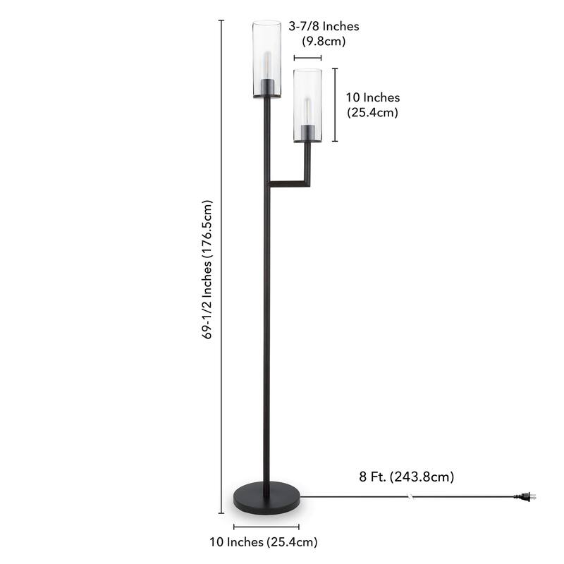 Banta Metal and Glass Double Torchiere Floor Lamp