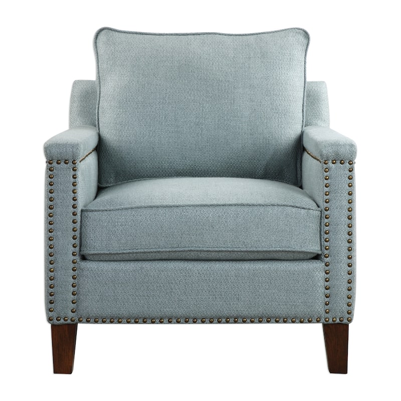 Uttermost Charlotta 31 Inch Wide Wood Frame Accent Chair with Nailhead - Sea Mist