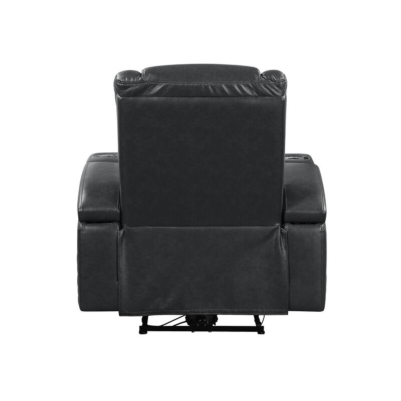 Alair Dark Gray Leather Aire Power Motion Recliner W/Bluetooth, Wireless Charger & Cupholder