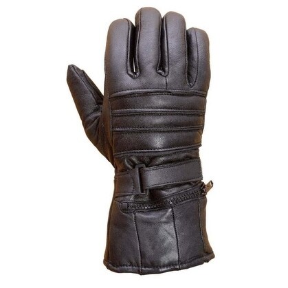 Black Winter Motorcycle Solid Leather Driving Gloves Fleece Lined Biker Riding