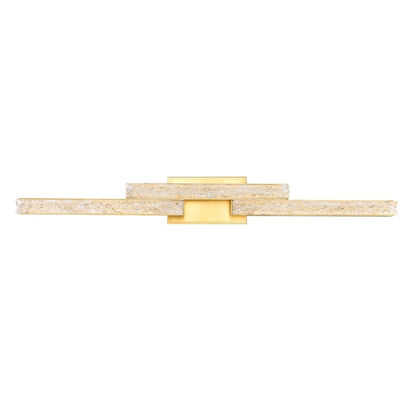Stagger Integrated LED 36in Brass Vanity Light with Handcrafted Glass - Brass