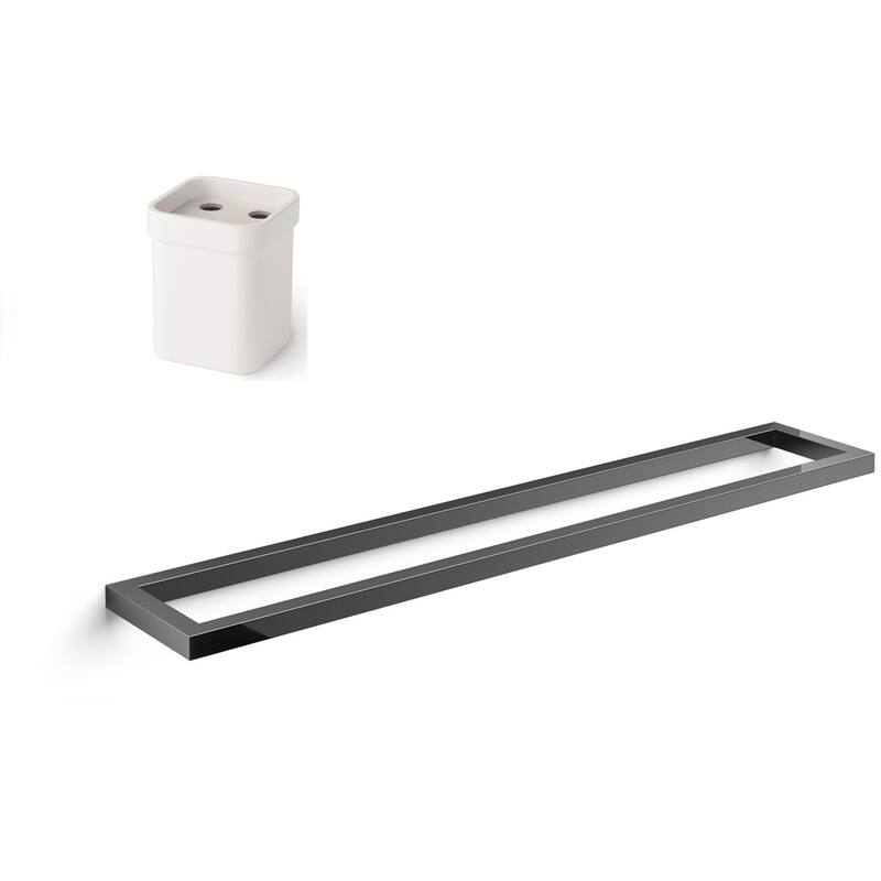 WS Bath Collections Gerla 22" Wall Mounted Towel Bar - Includes - Black Chromed Aluminum / White