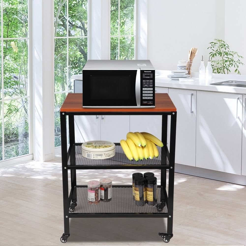 3-tier Rolling Metal Kitchen Storage Microwave Cart