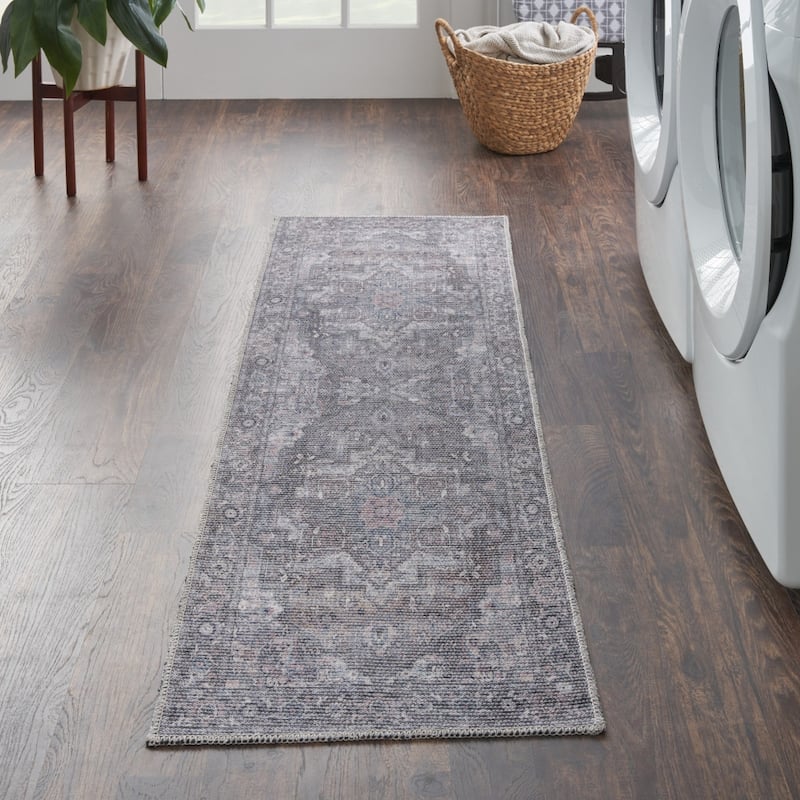 Romud Power Loomed Distressed Floral Area Rug By HomeRoots - 8' Runner