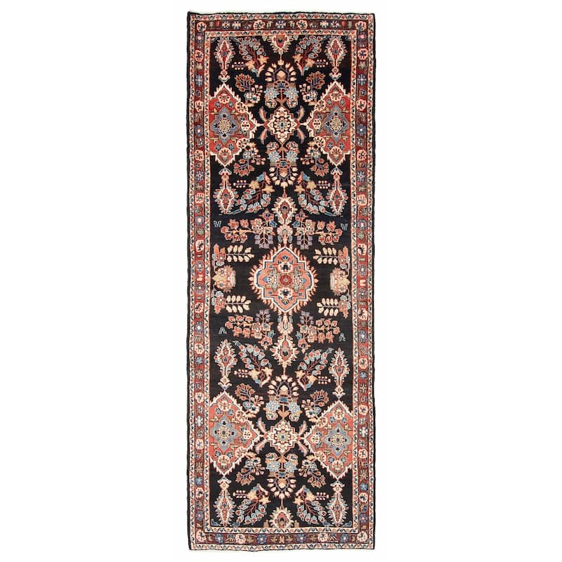 ECARPETGALLERY Hand-knotted Anadol Navy Wool Rug - 3'9 x 11'9 - Dark Navy - 3'9 x 11'9