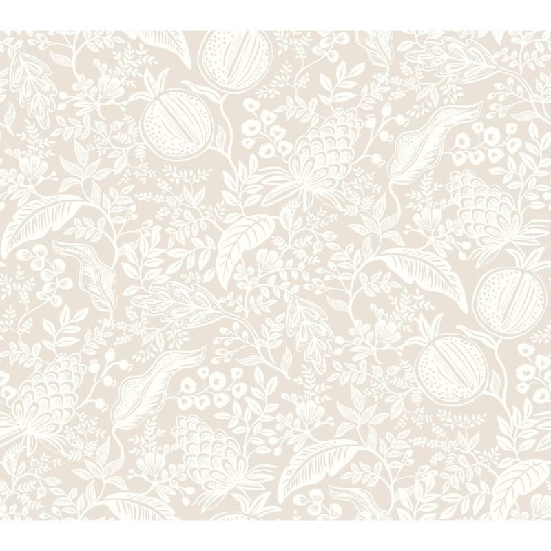 Rifle Paper Co. Pomegranate Beige and White Peel and Stick Wallpaper