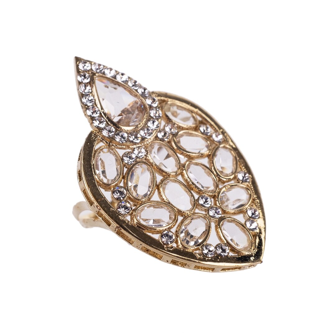 Shop Roberto Cavalli Swarovski Embedded Transparent Heart Ring Gold 7 Free Shipping Today Overstock 22163890
