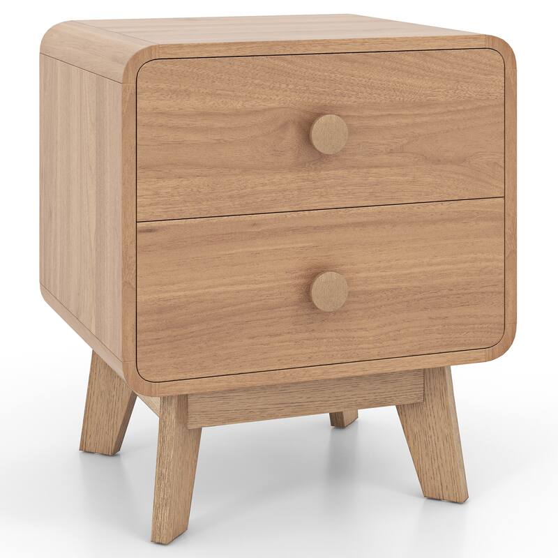 Costway 1/2 PCS Modern Style 2-Drawer Nightstand Bedside Table with