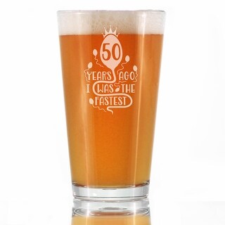 Veracco 50th Birthday Beer Glass - "Damn I Make 50 Look Good" Engraved Pint, 16 Oz, Clear Glass, Gift For Him Or Her