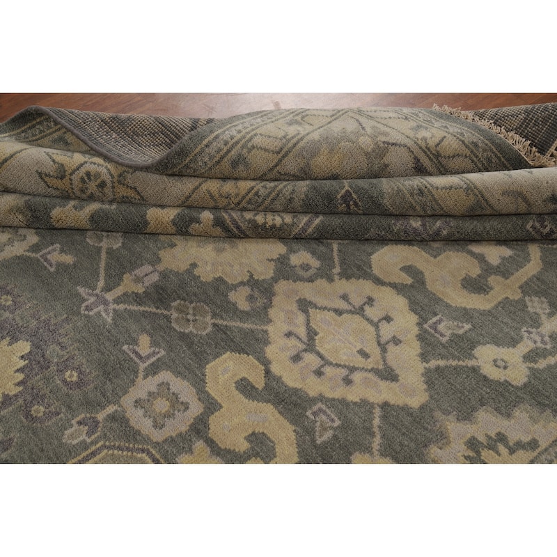 Gray Oushak Indian Area Rug Handmade Transitional Wool Carpet - 8'2" x 9'11"