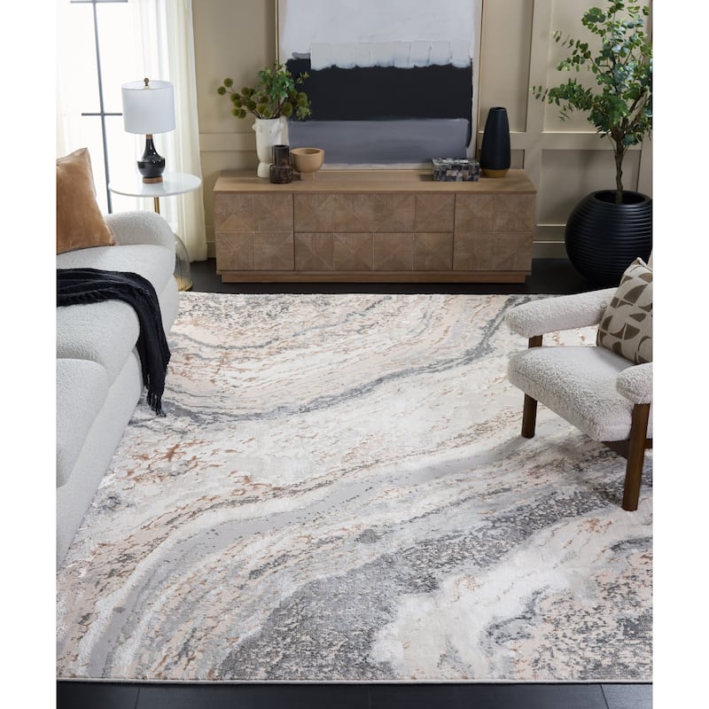 SAFAVIEH Aura Delmira Modern & Contemporary Rug - 7' x 10' Oval - Beige/Grey