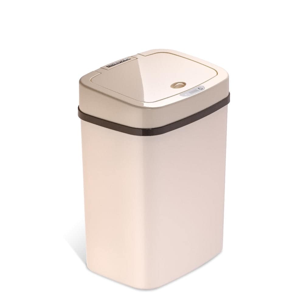 NINESTARS 3.2 Gallon White Rectangular Motion Sensor Trash Can