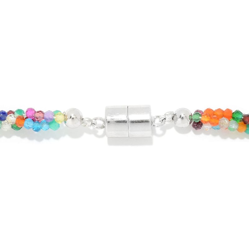 925 Sterling Silver multi gemstone Beaded Necklace