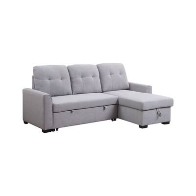 ACME Amboise Reversible Storage Sleeper Sectional Sofa in Light Gray