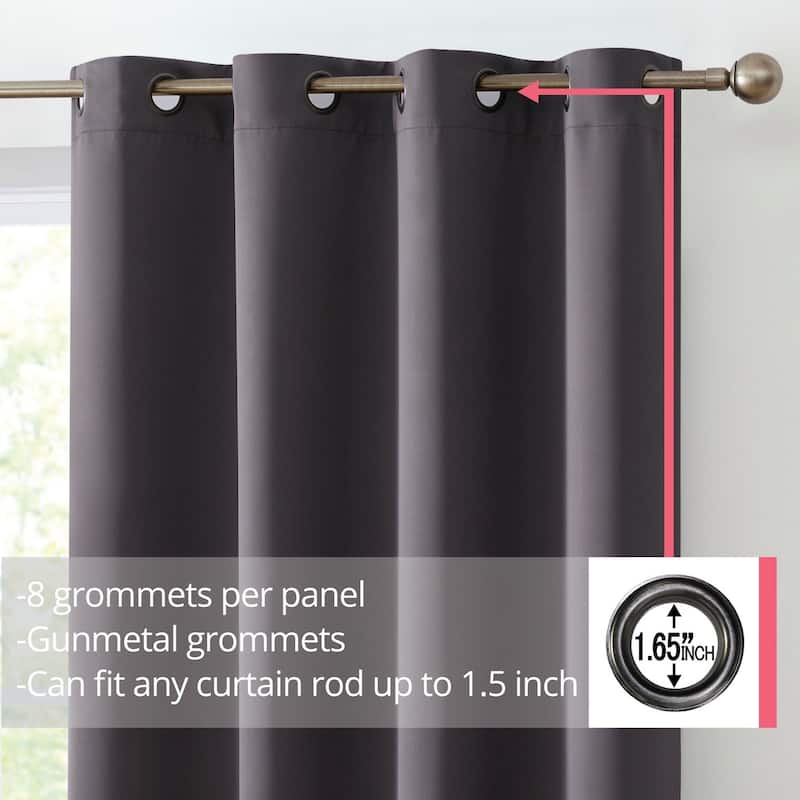 HLC.me Oxford Blackout Curtains - Thermal Insulated Window Treatment Grommet Panels, Set of 2