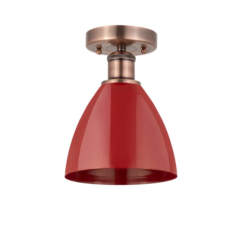 Innovations Lighting Edison Plymouth Dome - 1 Light 8" Semi-Flush Mount - Antique Copper/Red