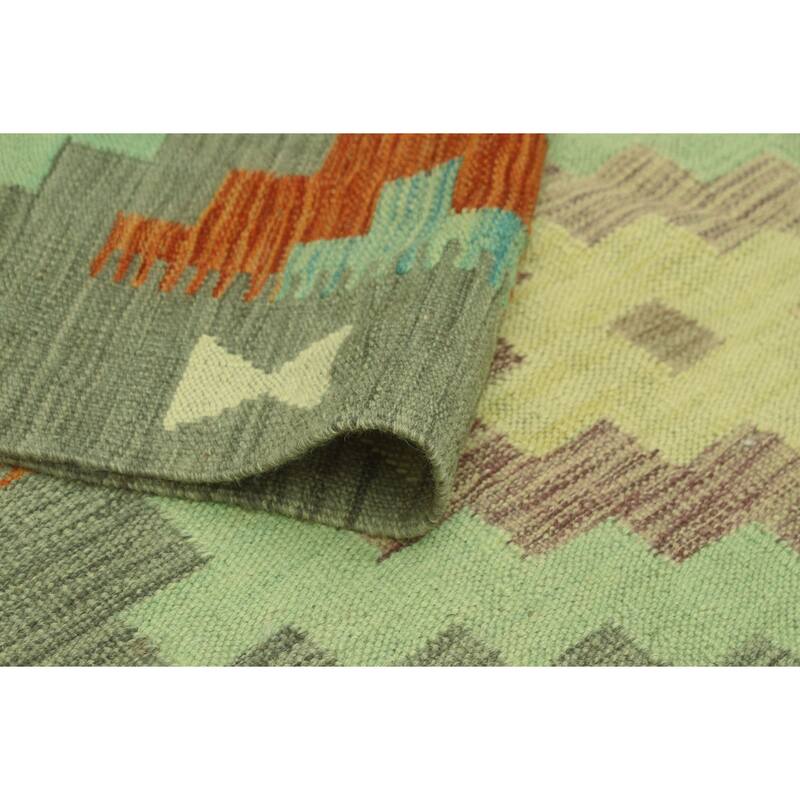 Sun Faded Flatweave Priscill Lt. Green/Grey Rug - 4'4" x 6'10"