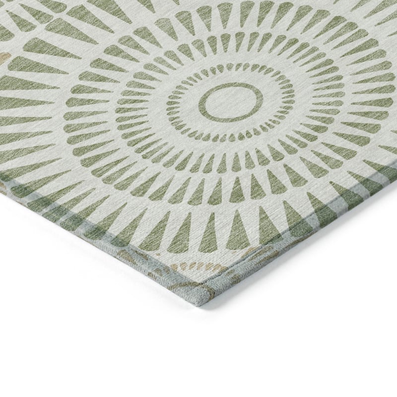 Machine Washable Indoor/ Outdoor Chantille Contemporary Burst Rug