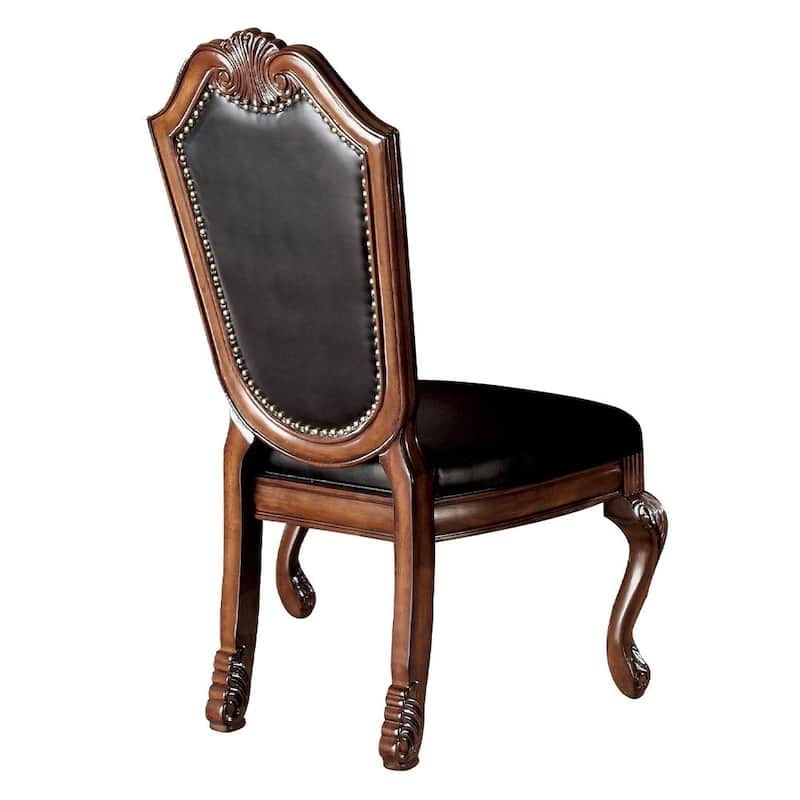 Chateau De Ville Side Chair (Set-2) in Black PU & Cherry