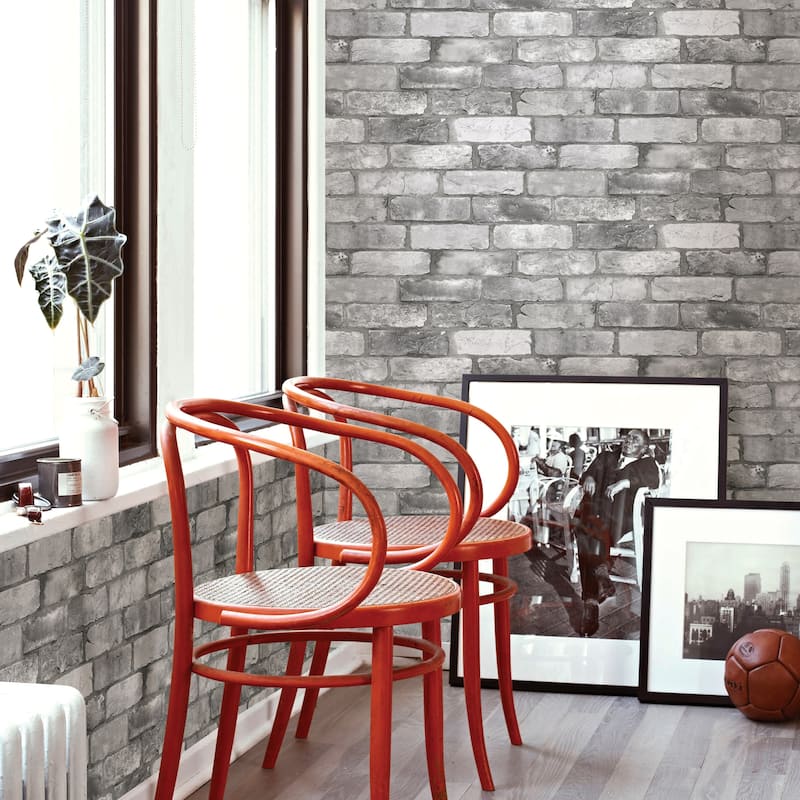 A-Street Prints Rustin Grey Reclaimed Bricks Wallpaper