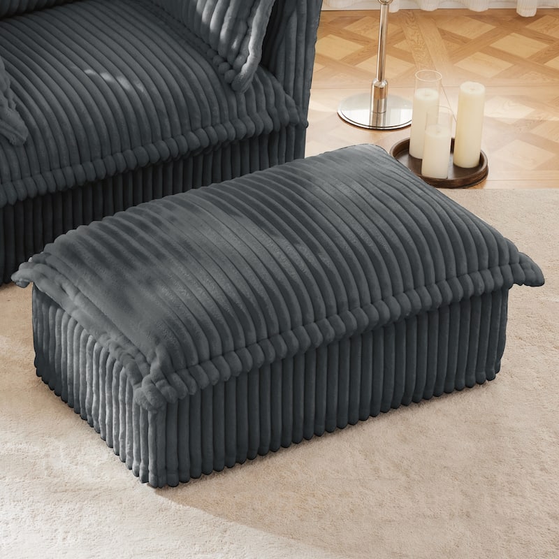Ottoman with Removable Covers and Sturdy Construction for Modern Living - Grey - Medium
