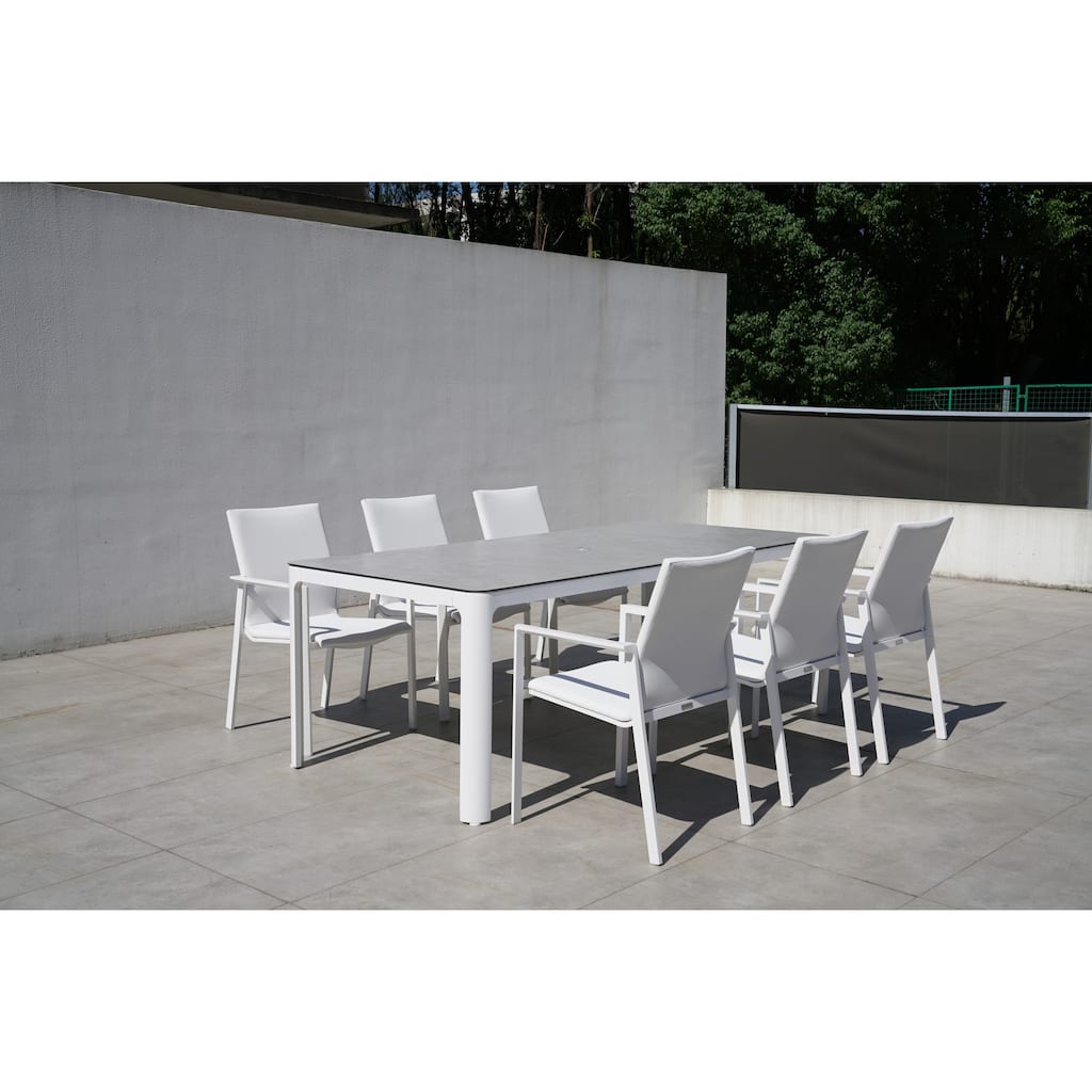 San Giovani White 7-Piece Aluminum Outdoor Dining Set with Sling Set in White - N/A