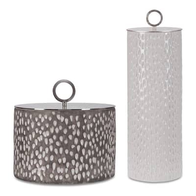 Uttermost 17766 Cyprien 19-1/4" Tall Ceramic and Steel Canisters - Set