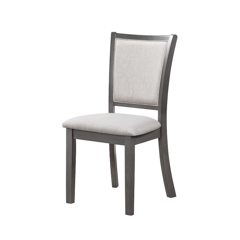 Han Dining Chair Set of 2, Light Gray Fabric, Dark Gray Solid Wood