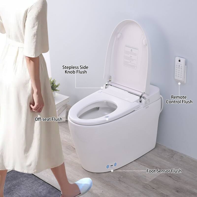 PROOX Smart Toilet, Bathroom One Piece Bidet Toilet with Warm Water,Dual Auto Flush,Foot Sensor Operation