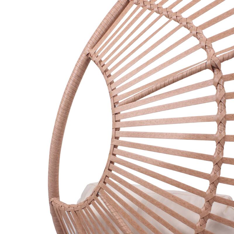 Elegant Arc Back Hanging Egg Chair, 400lb Capacity Patio Swing with 8-Inch Cushion, PE Rattan Outdoor Indoor Chair
