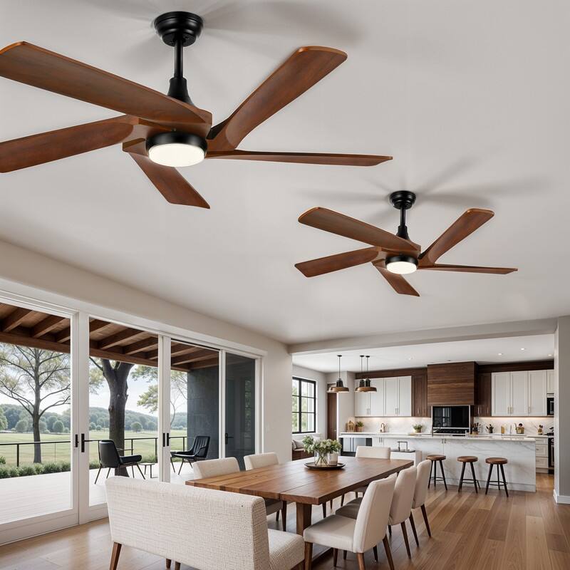 52" Ceiling Fan Lights With Remote Control and 5 Solid Wood Blades