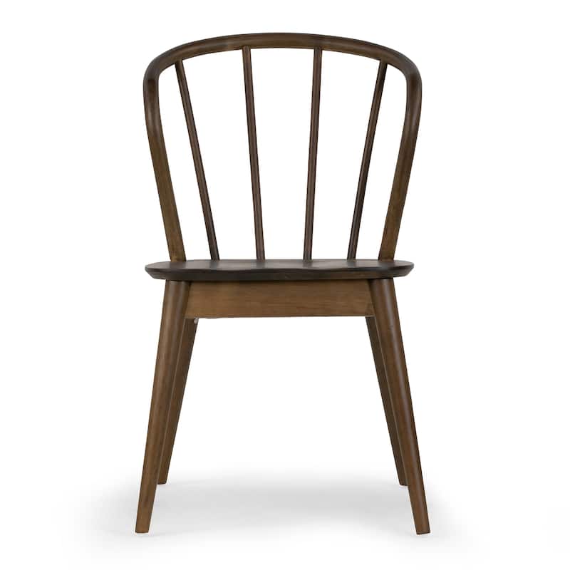 Set of 2 Azure Walnut Rubberwood Dining Chair with Windsor Back