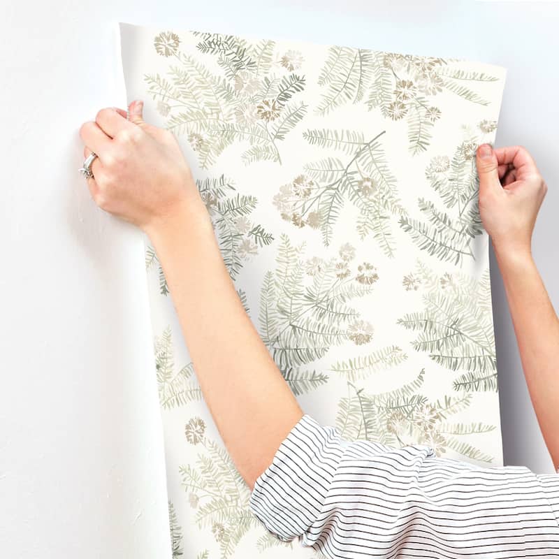 Chesapeake Frith Green Botanical Wallpaper