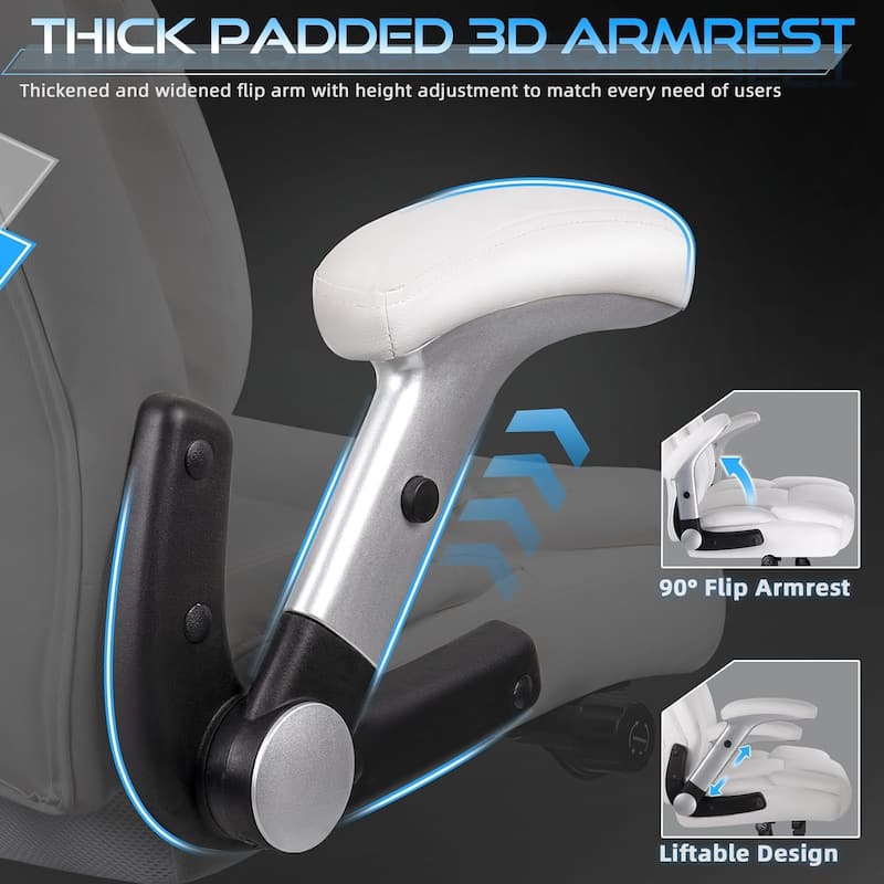 BOSSIN 600lbs Big and Tall Office Leather Chair with Flip up Armrest, Ergonomic Lumbar Support and Quiet Rubber Wheel